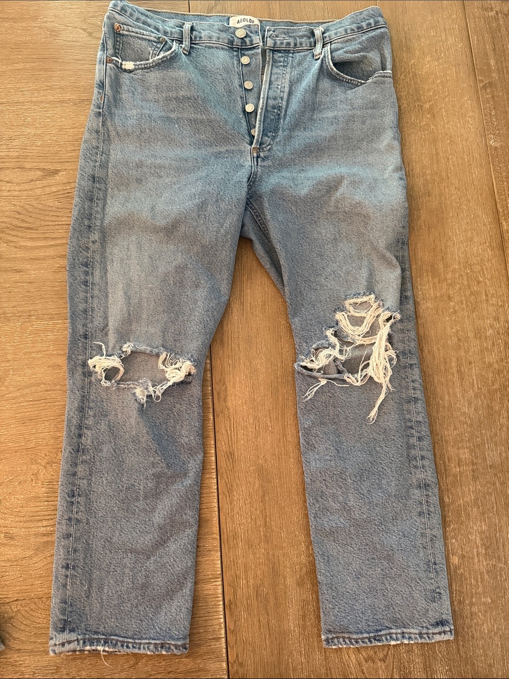 Agolde Light Riley Blue Button-Fly Jeans
